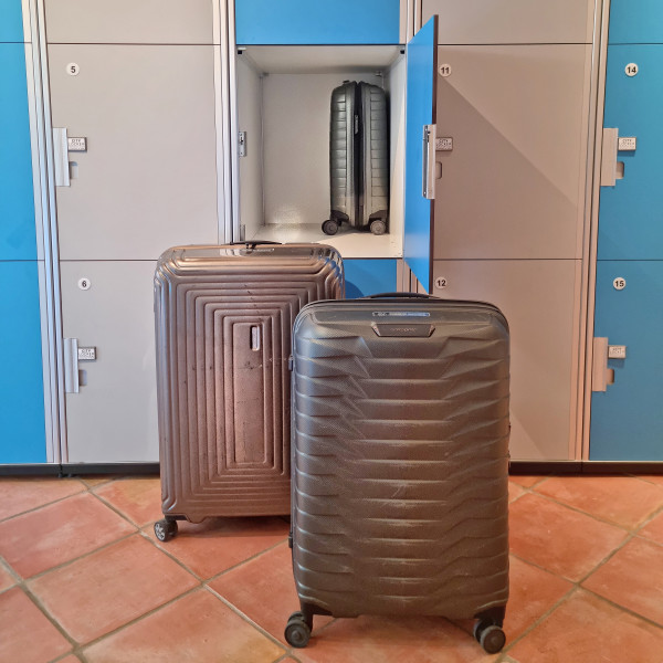 Valises dans un casier à bagages